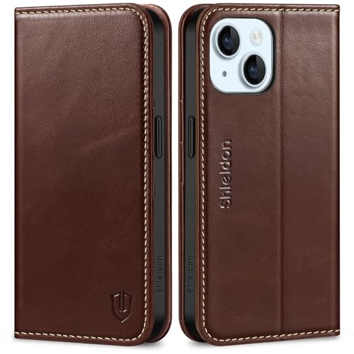 Housse cuir iPhone 15 Shieldon au style café rétro chic et élégant