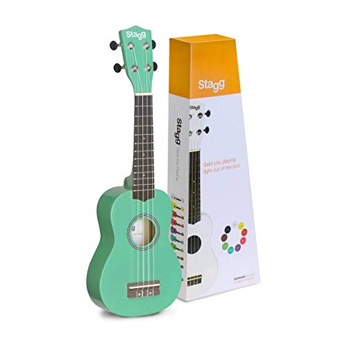 Stagg Ukulele avec housse Vert - Les Beatles, Paul McCartney, John Lennon, RIngo Starr, George Harrison Stagg Ukulele avec housse Vert