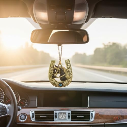 Image of Salvus APP SOLUTIONS Artisan-Crafted Metal Horse Shoe Figurine: A Stylish and Symbolic Touch for Home Decor (Gold Hair 3x4 in)