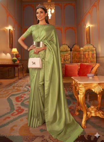 Image of SWORNOF Women's Banarasi silk Saree With Unstitched Blouse Piece