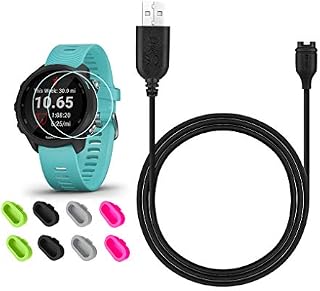 JIUJOJA for Garmin Forerunner 245 Charger, Charging Clip Sync Data Cable and 2Pcs