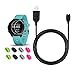 JIUJOJA for Garmin Forerunner 245 Charger, Charging Clip Sync Data Cable and 2Pcs HD Tempered Glass Screen Protector and 8Pcs Charger Port Protector for Garmin Forerunner 245 Music Sports Smart Watch