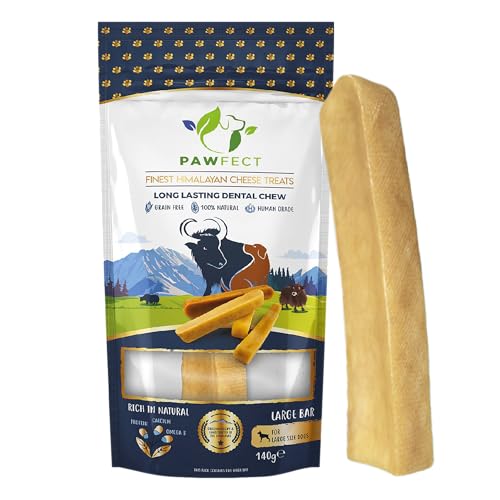 Image of Pawfect Himalayan Yak Cheese Chews for Large Dogs - 100% Natural, Long-Lasting Cheese Bone - Rich in Protein & Calcium - Daily Dental Treat- Plaque Off & Tartar Control- Pouch of 1 (140g /4.94oz)