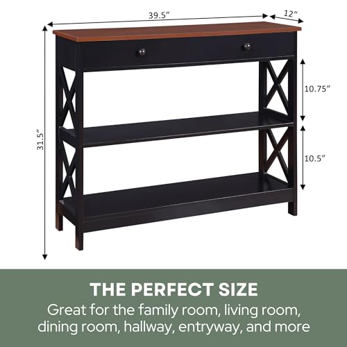 image for Convenience Concepts Oxford 1 Drawer Console Table with Shelves, Cherr