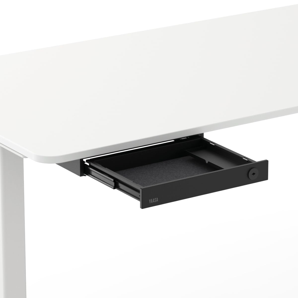 Yaasa Desk Drawer Schreibtisch Schublade, Schwarz – Abschließbare Unterbauschublade Schreibtisch im A4 Format mit Filz- & Stifteinlage, 5 kg Tragkraft – Schubladenbox, Schreibtisch Unterbau