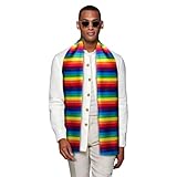 YOHOWA Rainbow Scarf for Men Striped Silk Lightweight Feeling Soft Scarves Neckerchief Wraps Fashion Festival Wedding