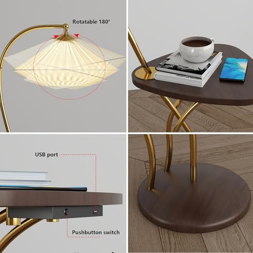 Lámpara de pie con mesa integrada para ahorrar espacio y cargar el móvil 3