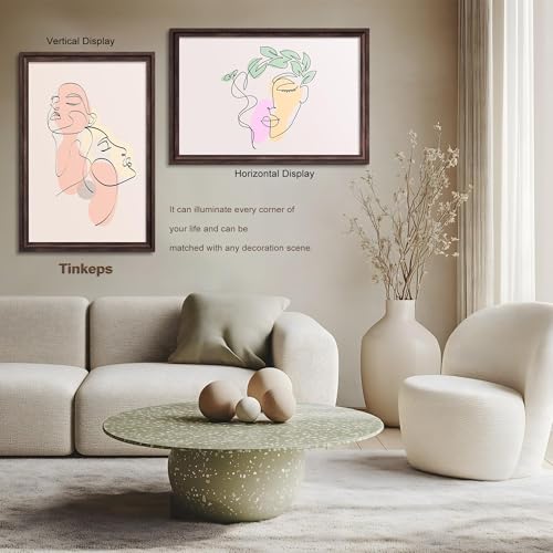 Image of 24x36 Poster Frame Walnut Brown. Curved Extra MDF Wide Edges with Black Backboard, Vintage Poster Frame 24x36 inches for Gallery Wall Decor.