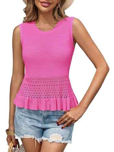 Image of Saodimallsu Womens Crochet Tank Top Sweater Vest