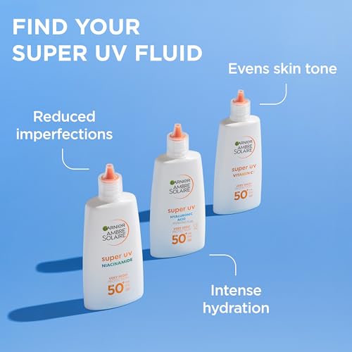 Garnier UV-Sonnenschutzfluid gegen dunkle Flecken, Sehr hoher Sonnenschutz mit LSF 50+, Unsichtbares Finish, Ambre Solaire Super UV Vitamin C Daily Fluid, 1 x 40 ml 6