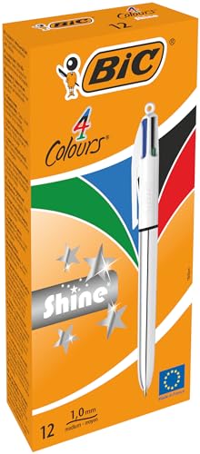 Comprende 12 penne, ciascuna con 4 punte medie da 1,0 mm di colore blu, rosso, verde e nero per una scrittura decisa, precisa e colorata