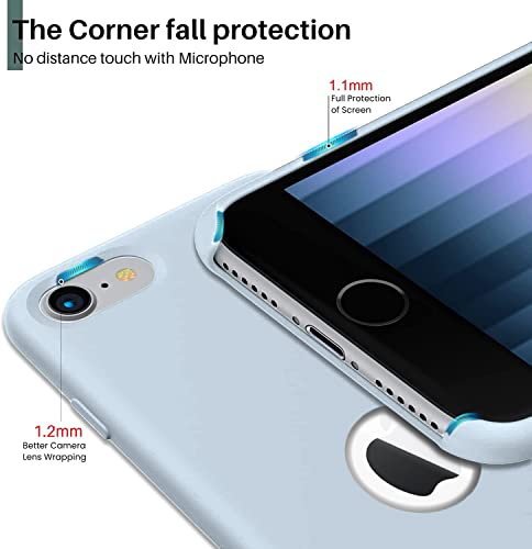 Image of VONZEE Liquid Silicone Soft Back Cover for iPhone 7 Case, Shockproof Slim Camera & Full Body Protection Non Yellowing Cover with Microfiber Lining & Logo Cut (4.7 Inch) -Mist Blue