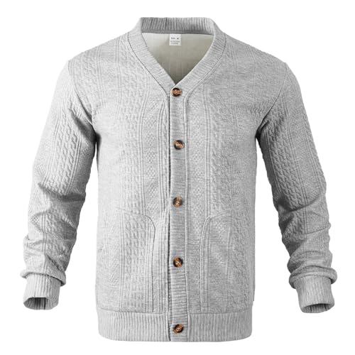 Cardigan de lana hombre abotonado ideal para oficina y paseos casuales de otoño con bolsillos