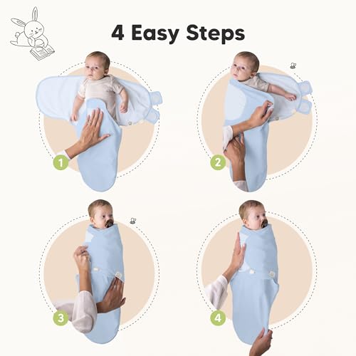 Image of 3-Pack Organic Baby Swaddle Sleep Sacks - Swaddles for Newborns, Infant 3-6 Months, Baby Girls, Boys, Soft & Snug Newborn Sleep Sack, Nursery Swaddling Blankets (ABC Land Cloud, Large)
