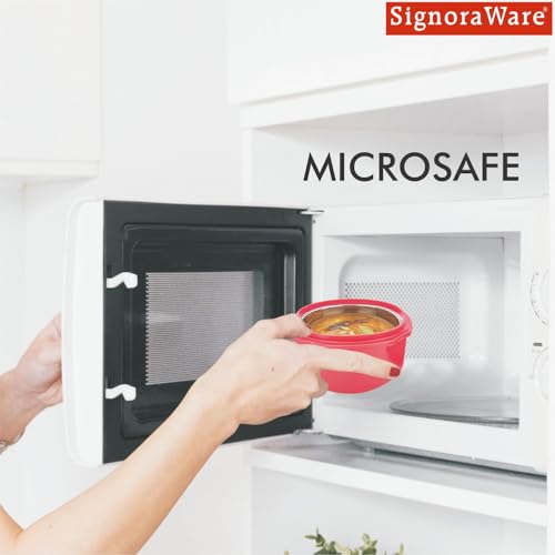 Image of Signoraware Monarch Executive Microsafe Stainless Steel Container | Airtight & Leakproof | Odor-Free & Stain Resistant | Ideal for Office & Outdoor Use (500ml+350ml | Setof2 | Red)