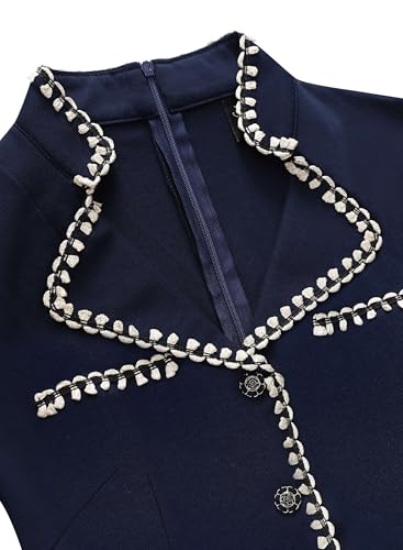 VFSHOW Womens Work Business V Neck Buttons Vintage Church Office Lapel Collared Peplum Pencil Sheath Dress3