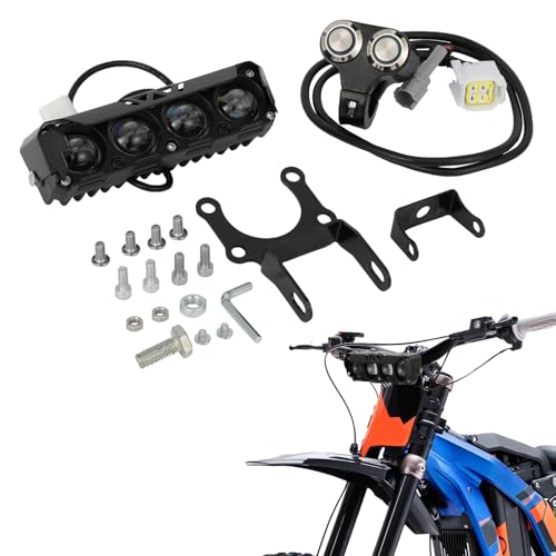 Runfarr Barra de luz delantera para motocicleta, kit de faros delanteros Plug and Play, lámpara de conducción con interruptor y soporte de montaje para Sur Ron Sur-Ron Light Bee S/X