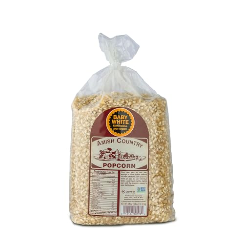 Amish Country Popcorn | 6 lb Bag | Baby White Popcorn Kernels | Small & Tender Popcorn | Old Fashioned, Non-GMO and Gluten Free (Baby White - 6 lb Bag)