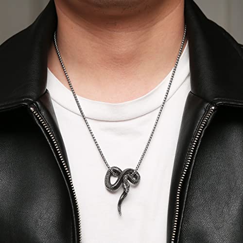 Stwtr Stainless Steel Animal Snake Pendant Chain Gothic Jewelry Men's Vintage Necklace (Large Pythons) #TOP5