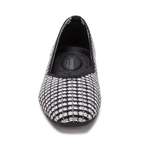 Image of Frank Mully Womens Casual Flat Shoes Square Toe Shoes Knitted Work Flat Comfort Dressy Flat Shoes for Daily Washable
