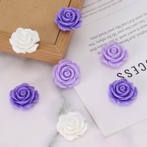 20 imanes decorativos de flor rosa para nevera miniatura 7