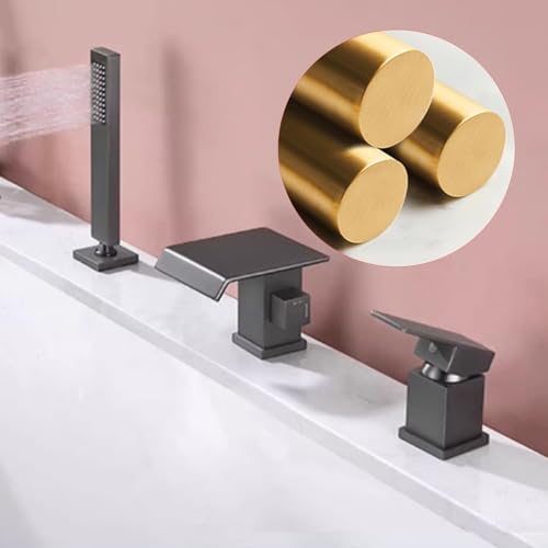Robinet de bain cascade chromé 3 trous mitigeur eau chaude froide laiton