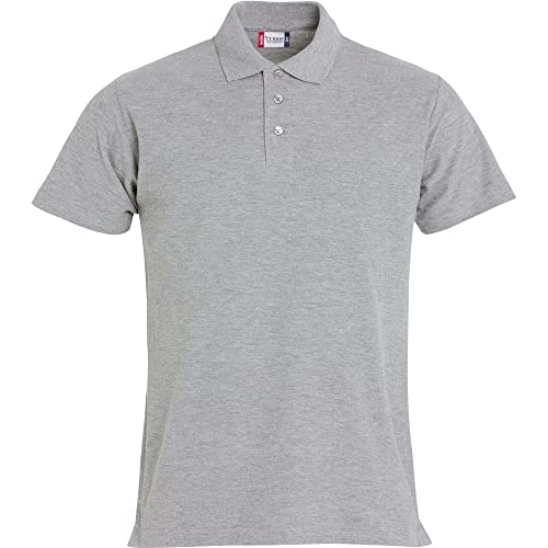 Clique Mens Basic Melange Polo Shirt Short-Sleeved Turn Down Collar Grey 4XL 190gsm