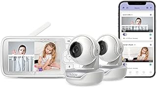 Hubble Connected Nursery Pal Connect Twin – 5-inch Parent Unit and Wi-Fi Smart Baby Monitor with 2 Portable Cameras - Remote Pan/Tilt/Zoom - 2-Way Intercom System, Night Vision