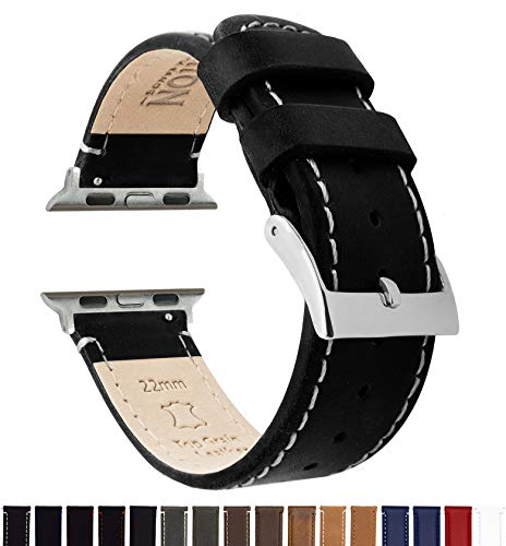 Image of BARTON WATCH BANDS - Top Grain Leather Watch Bands Compatible with Apple Watch Models - 1, 2, 3, 4, 5, 6, 7, 8, 9, 10, SE, Ultra & Ultra 2