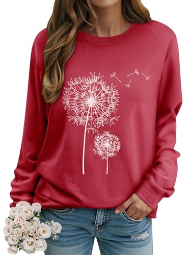 Dresswel Damen Löwenzahn Sweatshirt Langarmshirt Pusteblume Drucken...