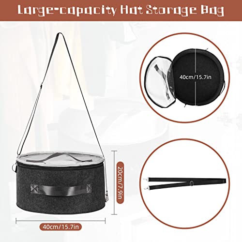 Hat Boxes For Women & Men Storage Large Felt Hat Boxes Storage Round Foldable Hat Carrier Travel Cowboy Hat Storage Box Storage For Hats Toy Clothes With Lid, Gray #TOP2