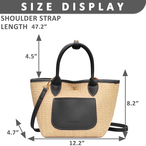 Handbag for Women, Straw Beach Bag Large Capacity, Crossbody Bag for Women Vacation Travel Daily(Black)2