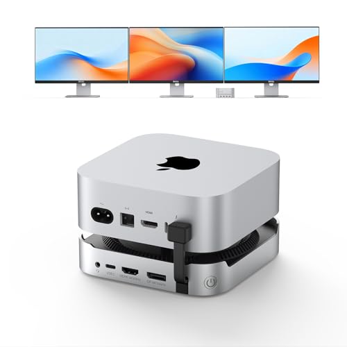 TobenONE Mac mini M4 Dock with 8TB M.2 NVMe SSD Enclosure Mac mini M4 Hub & Stand for Mac mini M4 Pro 4K@144Hz DP 4K@60Hz HDMI 5 USB (Max 10Gbps) SD/Micro SD 3.5mm Audio One-Touch Power Button