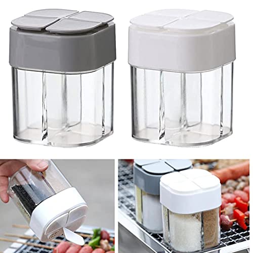 4 in 1 zout en peper shaker, 4 rasters flip lege spice dispenser, transparante kruiden shaker potten met deksel… - Image 6