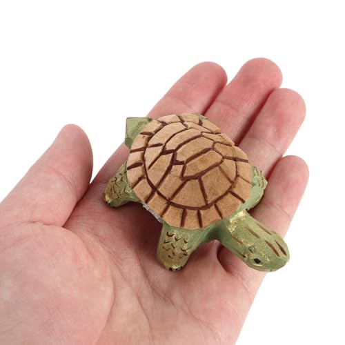 Figuras de tortuga de madera rústicas de 9 cm para decorar vitrinas de salón 5