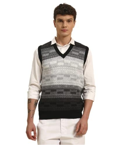 Muskan Knitwear Men V-Neck Sweater, Classic Knitted Pullover-picture-24