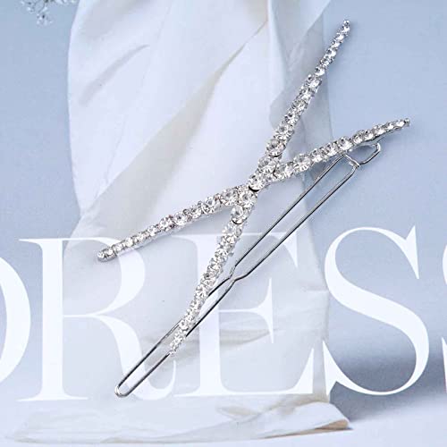 Andelaisi Vintage Crystal Hair Clip X Shaped Rhinestone Hair Barrette Clip Silver Crystal Cross Criss Hairpin Clip Crystal Cz Cross Head Clip Rhinestone Hair Accessories For Women And Girls Headdress #TOP2