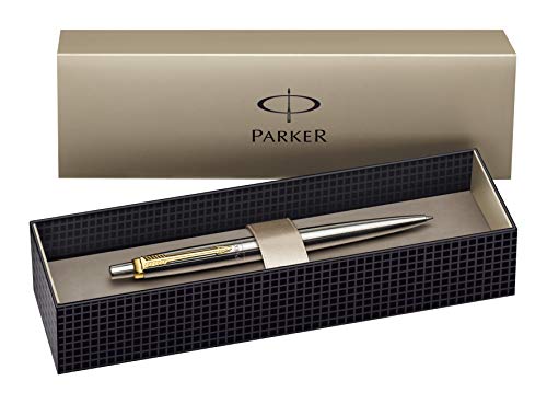 Parker Ballpoint Pen Jotter Classic Stainless Steel With Gold Trim #TOP1