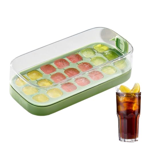 Croovepi 蓋付きアイスキューブトレイ | 再利用可能なアイスキューブトレイ - 食品型 大容量 メーカー 容器 コーヒー カクテル 水 ドリンク 冷蔵庫 フード ホーム