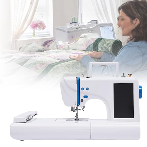 Näh- und Stickmaschinen, computergesteuert für Anfänger, 75 integrierte Designs, Verwendung für Heimkleidung und Bettwäsche mit 10,2 x 23,4 cm Stickfläche und großem LCD-Touchscreen
