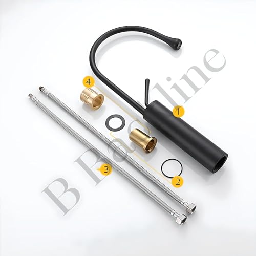 Image of B BACKLINE Brass Basin Mixer Tap Hot Cold | Wash Basin Mixer Faucet | Pillar Tap For Wash Basin | Tap For Bathroom & Livingroom (Black Matt)