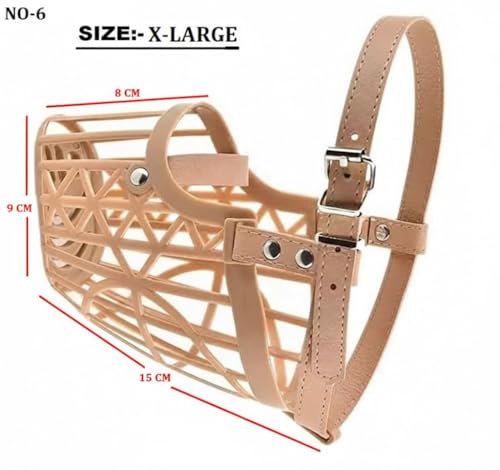 Image of Adjustable Breathable Basket Dog Muzzle for Medium & Large Dogs | Anti-Biting & Safe Guard | Lightweight, Durable & Skin-Friendly Dog Muzzle for Training & Walking (6 No.) Weight-28 to 40kg.