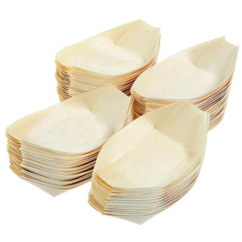 IWOWHERO Pcs Japanese Sushi Plates Wooden Serving Boats Disposable Snack Trays Food Containers for Parties