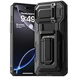 SZSSZSM Schutzhülle für iPhone 16 Pro Max mit Kartenhalter (RFID-Blockierung) mit Ständer und Kameralinsenabdeckung, robust, militärischer Schutz, stoßfest, Schwarz