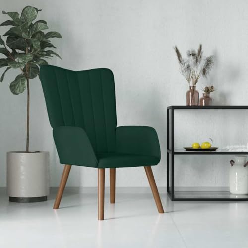Frdhee Sillón de salón para interiores, sillón de relax de terciopelo verde oscuro para salón, dormitorio, sala de recepción