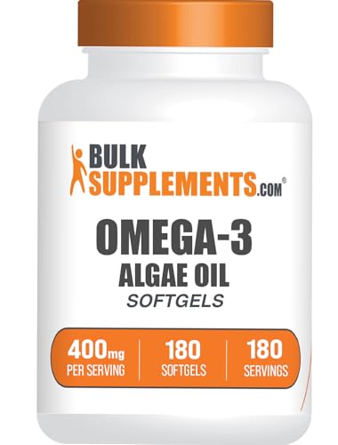 BulkSupplements.com Omega-3 Softgels - from Algal Oil Algae Oil Omega 3 Supplement - Gluten Free 1 Softgel per Serving 180 Count (Pack of 1)