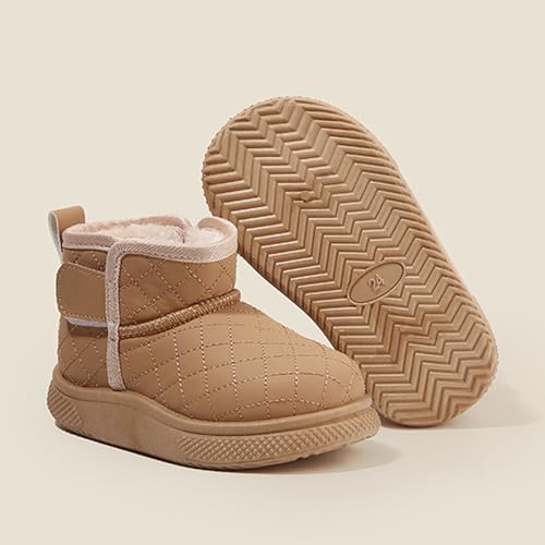 Toddler Snow Boots Adjustable Strap Winter Warm Shoes Baby with Non-Slip Sole Waterproof，Black,Size 1 Big kid4