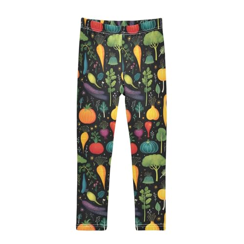 ALAZA Girls' Leggings Children's Yoga Pants Skinny Printed Dance Vegetables Comfortable 4T