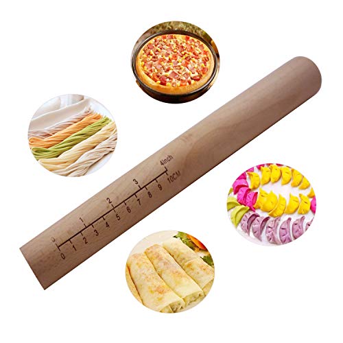 11 Inch Rolling Pin - Dough Roller Wood Rolling Pin for Baking, Professional Rolling Pins for Baking Pizza, Clay, Pasta, Cookies, Dumpling, Safe
