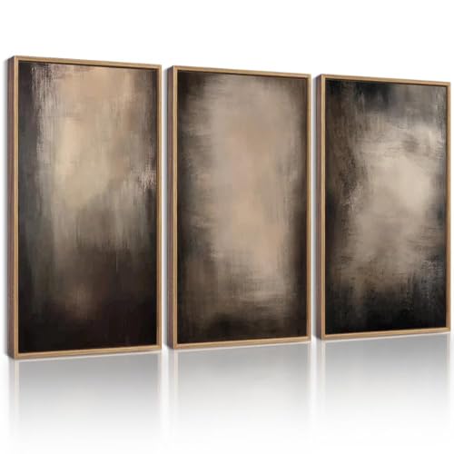 KUVIOKE Abstract Framed Wall Art Set Earthy in Deep Brown